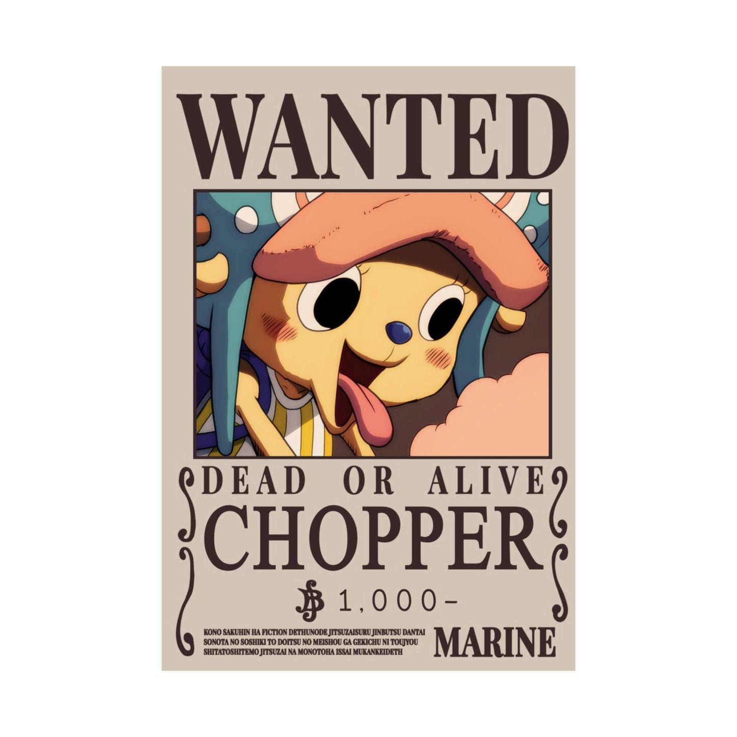 Wanted "Chopper" Poster — Matte Vertical Anime Wall Art
