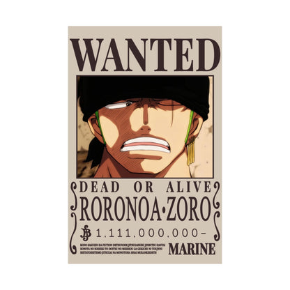 Wanted Poster Poster — Roronoa Zoro "Dead or Alive" Matte Vertical Print
