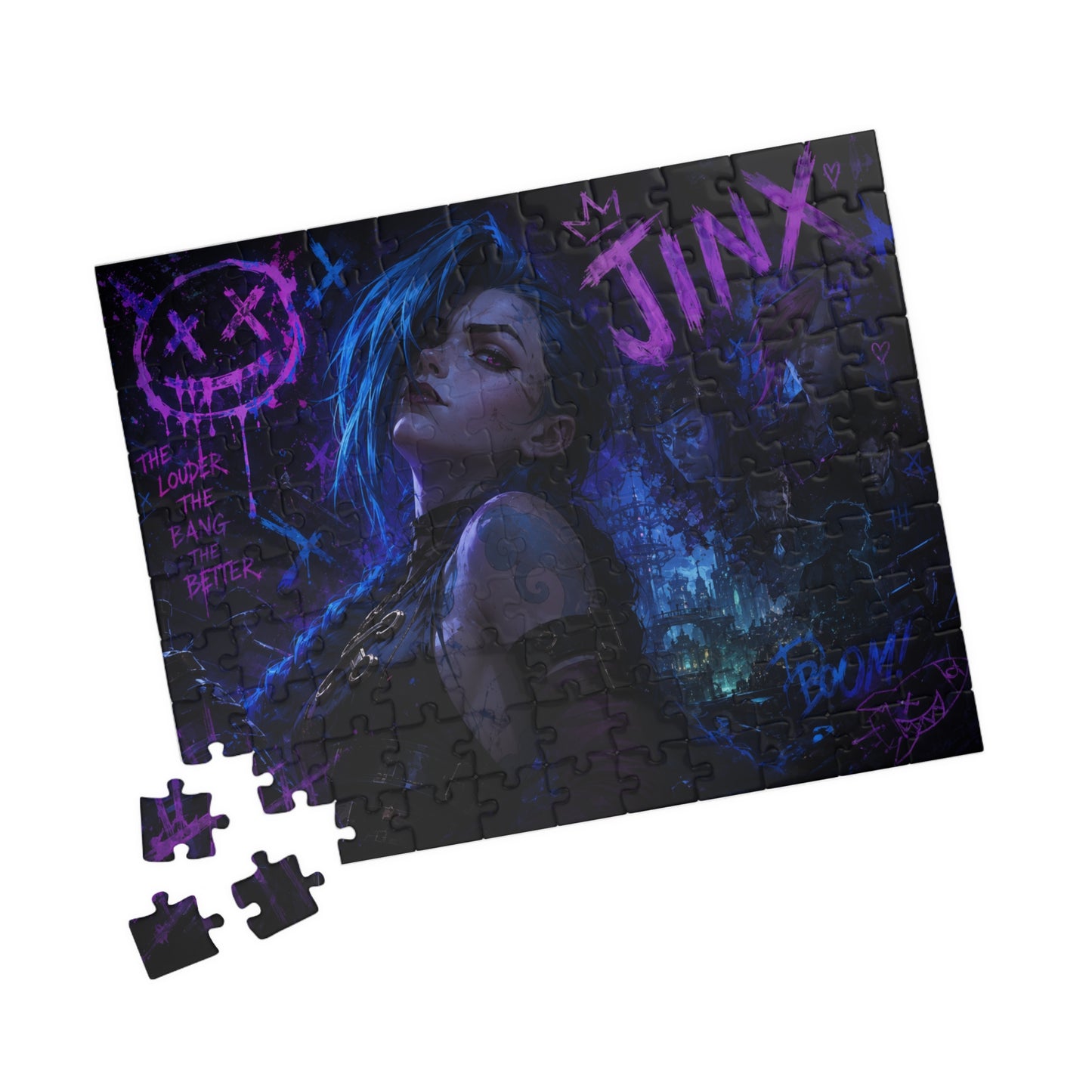 Neon Jinx Nightscape Puzzle — Dark Cyberpunk Portrait Jigsaw (110–1014 pcs)