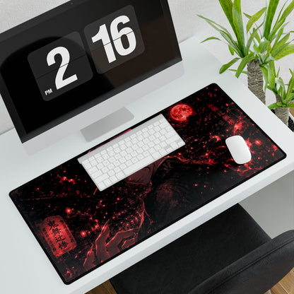 Muzan Demon Slayer Red Noir Anime Desk Mat — Dark Moon Detective Gaming Mouse Pad