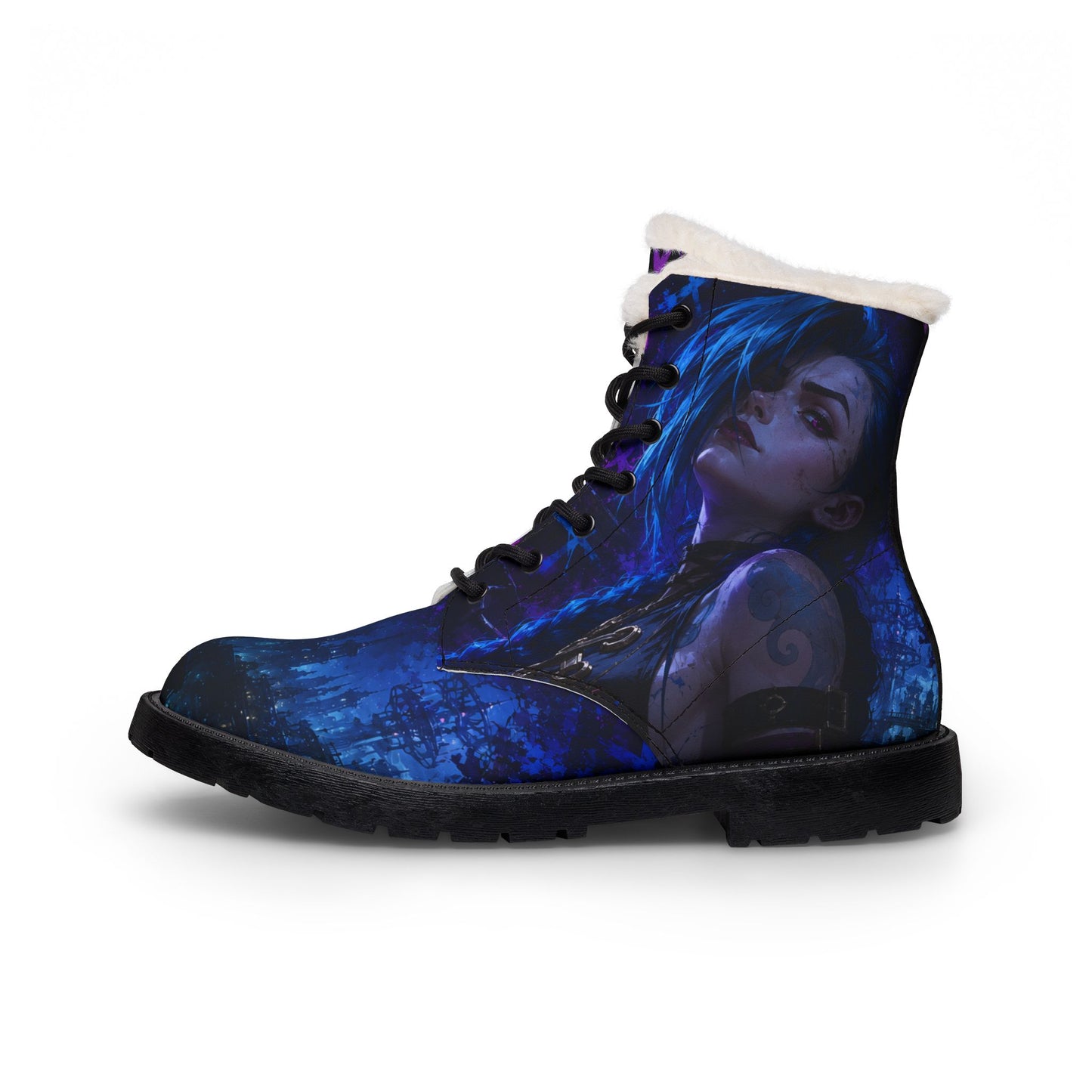 Arcane Sisters Jinx Vi Cosmic Warrior Fur-Lined Leather Boots