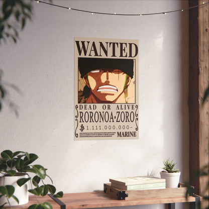 Wanted Poster Poster — Roronoa Zoro "Dead or Alive" Matte Vertical Print