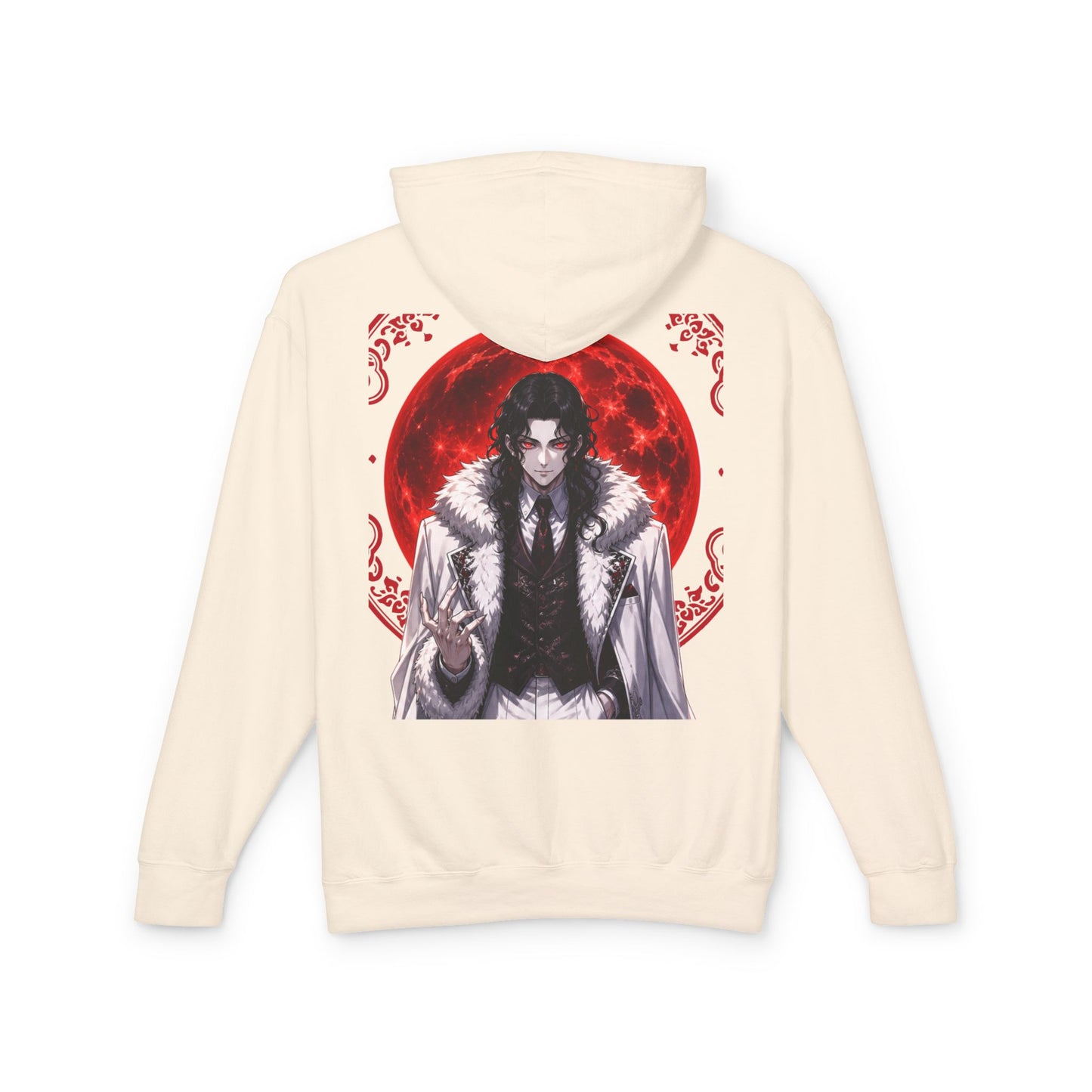 Vampire Prince Hoodie — Gothic Red Moon Graphic Pullover