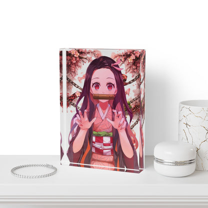 Nezuko Acrylic Photo Block – Anime Cherry Blossom Display