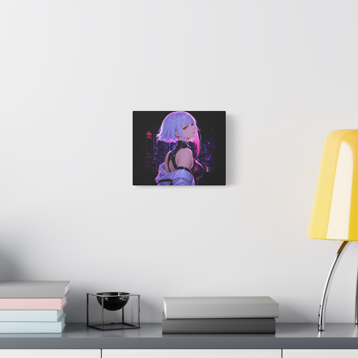Cyberpunk Anime Girl Matte Canvas Wall Art — Neon City Portrait