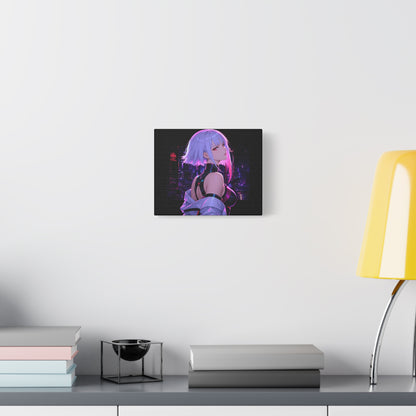 Cyberpunk Anime Girl Matte Canvas Wall Art — Neon City Portrait