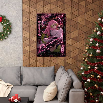 Demon Slayer Mitsuri Kanroji Matte Vertical Poster — Pink Sakura Anime Wall Art