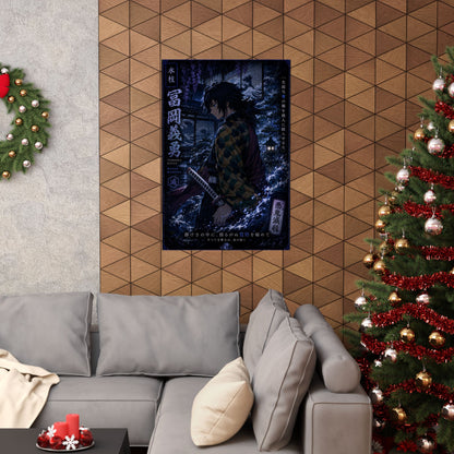 Demon Slayer Giyu Tomioka Matte Vertical Poster — Dark Anime Wall Art