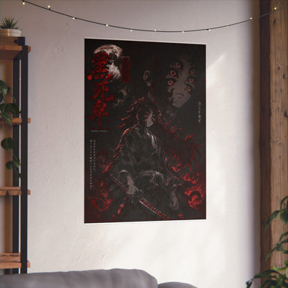 Demon Slayer Matte Vertical Poster — Dark Red Tanjiro Six-Eyes Anime Art