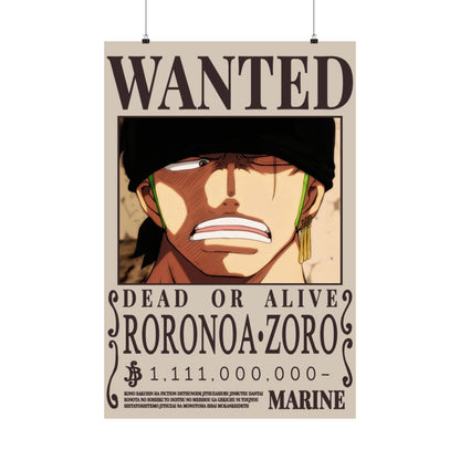 Wanted Poster Poster — Roronoa Zoro "Dead or Alive" Matte Vertical Print