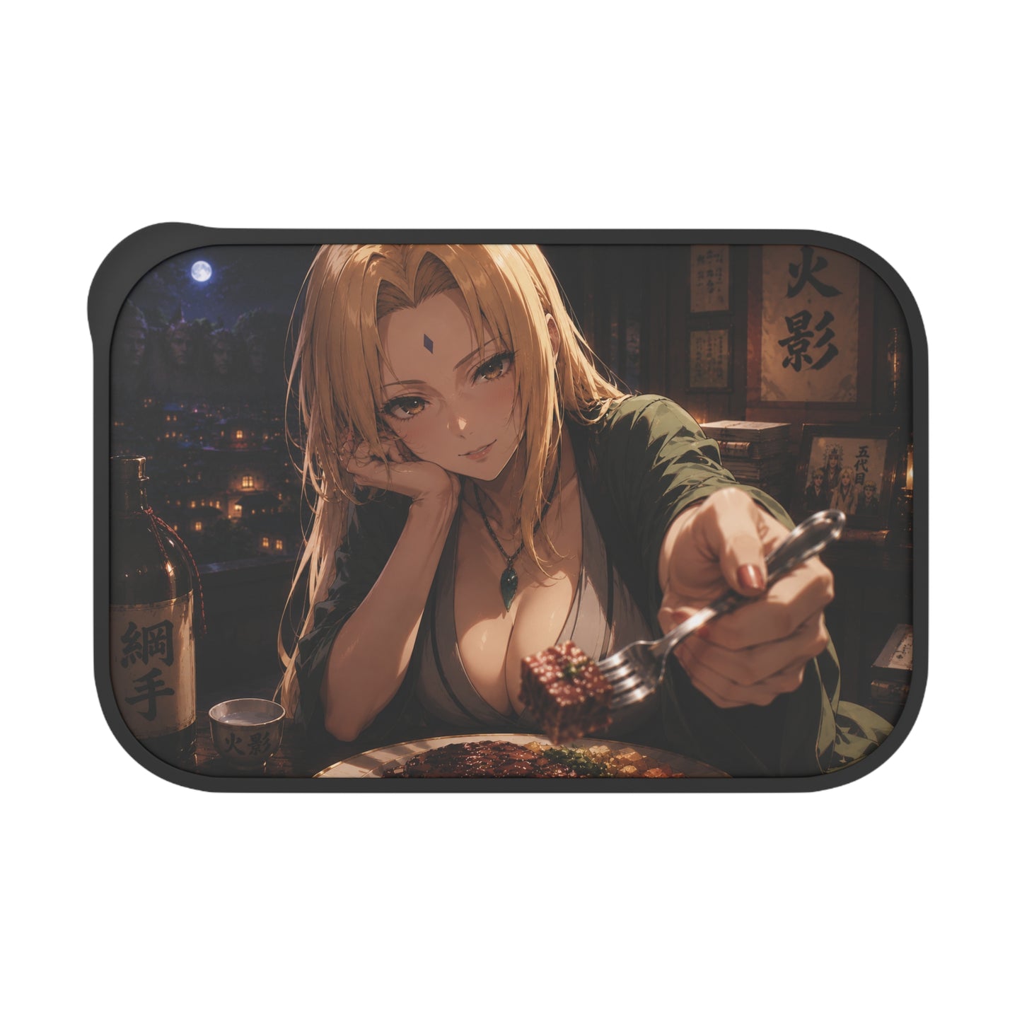Tsunade Naruto Anime Character Bento Box with Utensils — Nighttime Izakaya Illustration