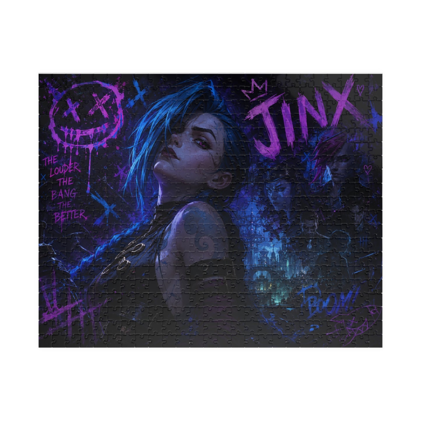 Neon Jinx Nightscape Puzzle — Dark Cyberpunk Portrait Jigsaw (110–1014 pcs)