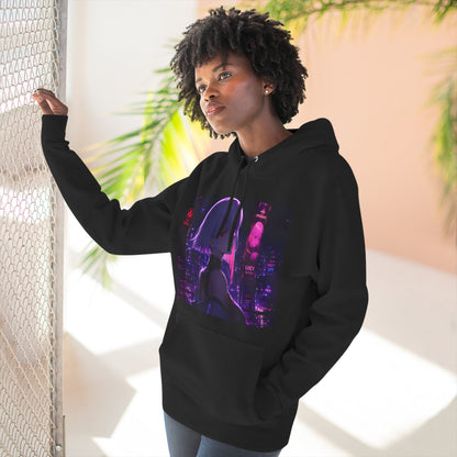 Anime Cyberpunk Hoodie — Neon Girl Fleece Pullover