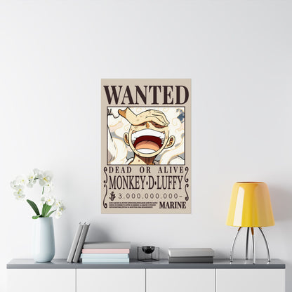 Wanted Poster Poster — "WANTED: Monkey D. Luffy" Matte Vertical Anime Wall Art