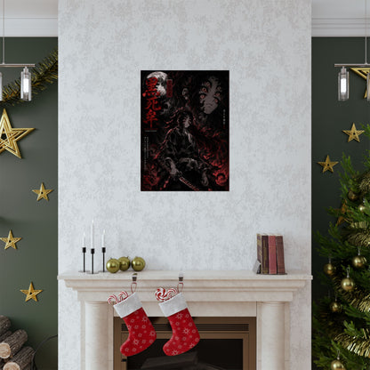 Demon Slayer Matte Vertical Poster — Dark Red Tanjiro Six-Eyes Anime Art
