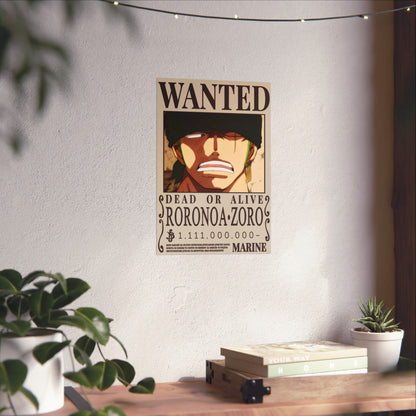 Wanted Poster Poster — Roronoa Zoro "Dead or Alive" Matte Vertical Print