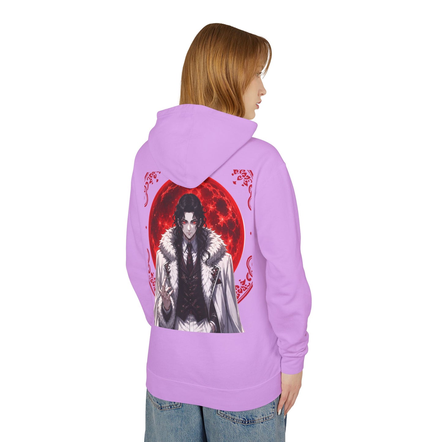 Vampire Prince Hoodie — Gothic Red Moon Graphic Pullover