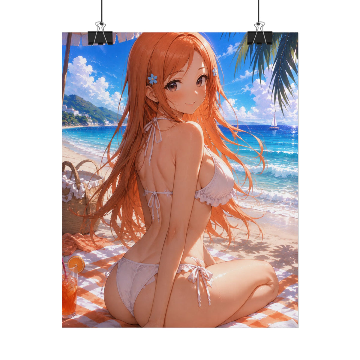 Orehime Bleach Beach Anime Girl Rolled Poster — Summer Bikini Seaside Wall Art