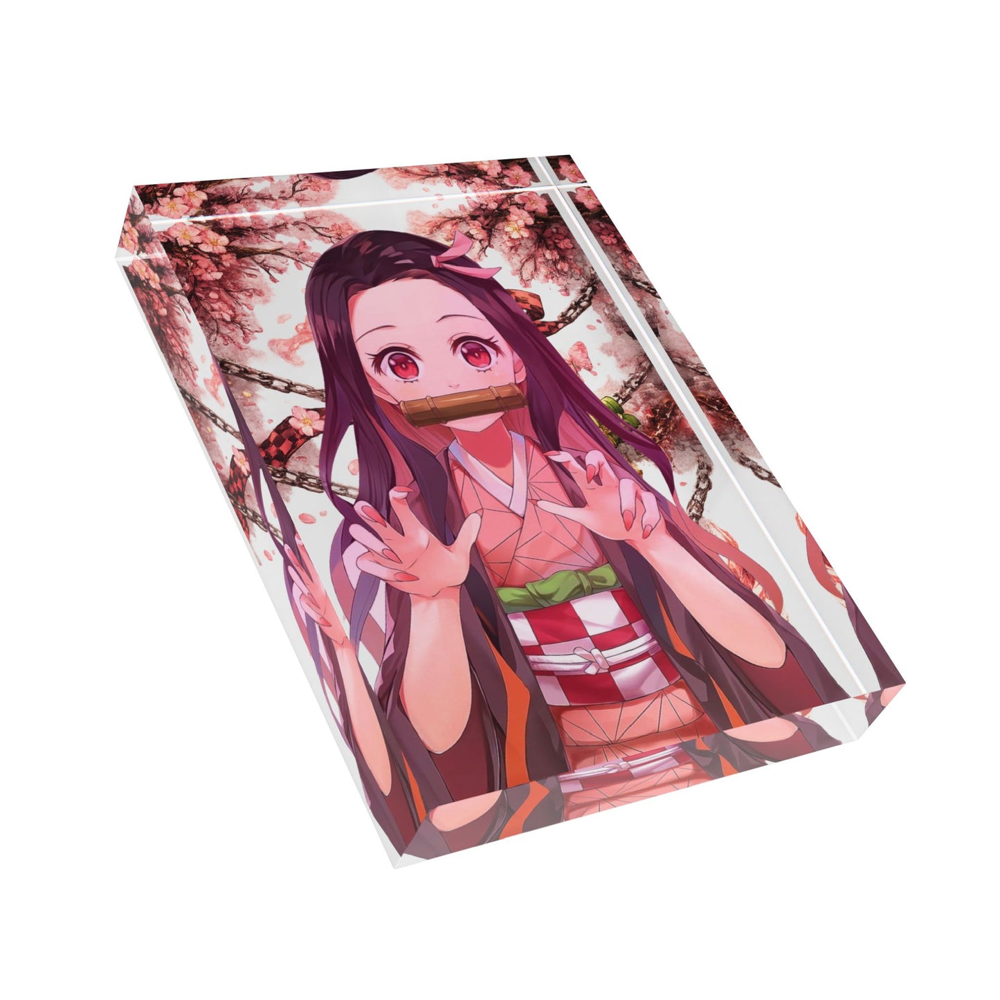Nezuko Acrylic Photo Block – Anime Cherry Blossom Display
