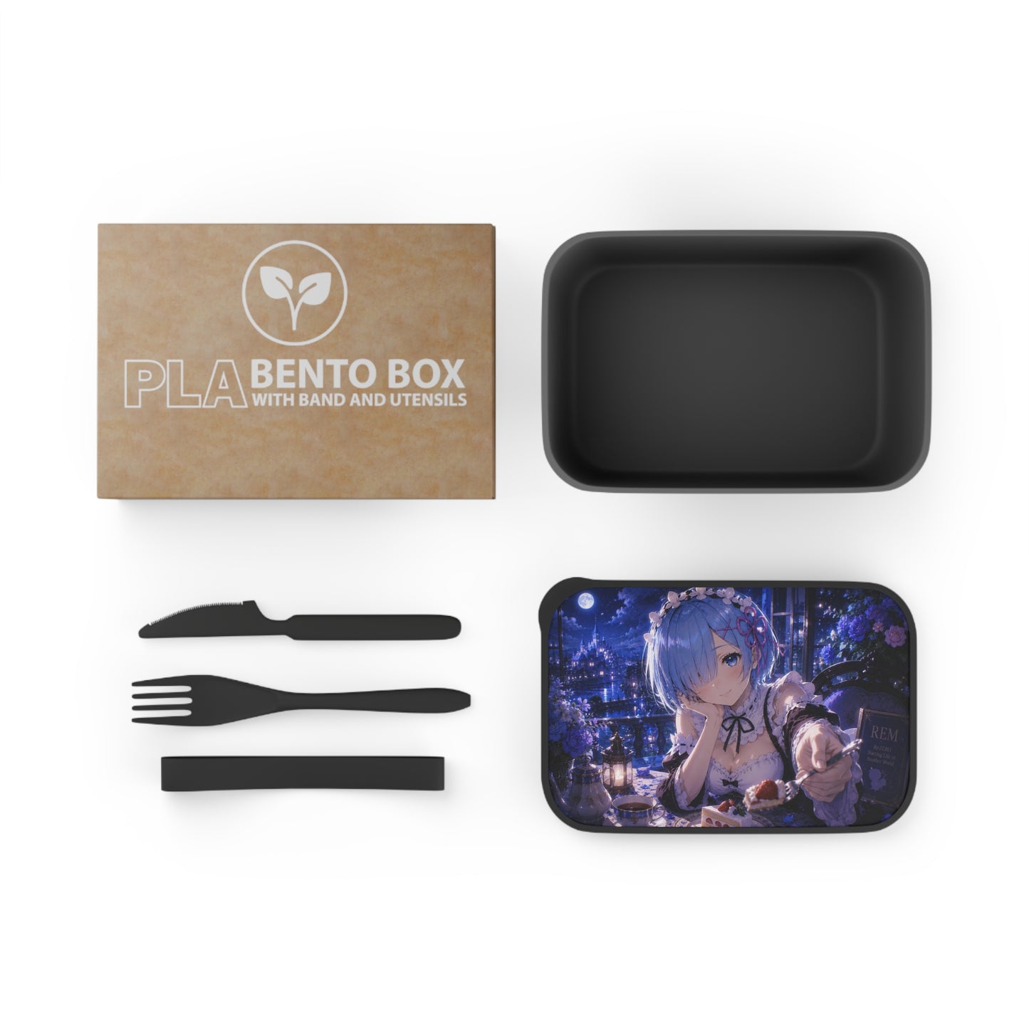 Rem Re:Zero Anime Rem Maid Night Bento Box with Utensils