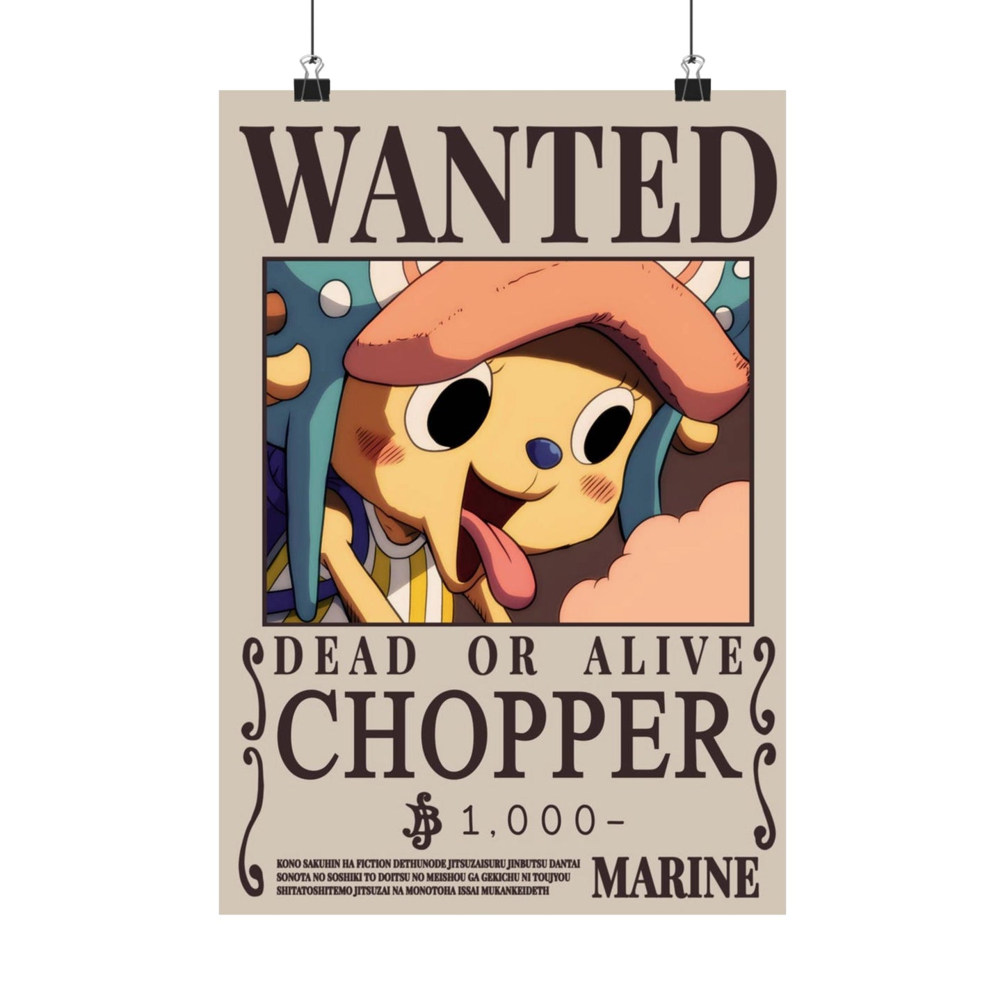 Wanted "Chopper" Poster — Matte Vertical Anime Wall Art