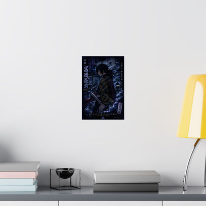 Demon Slayer Giyu Tomioka Matte Vertical Poster — Dark Anime Wall Art