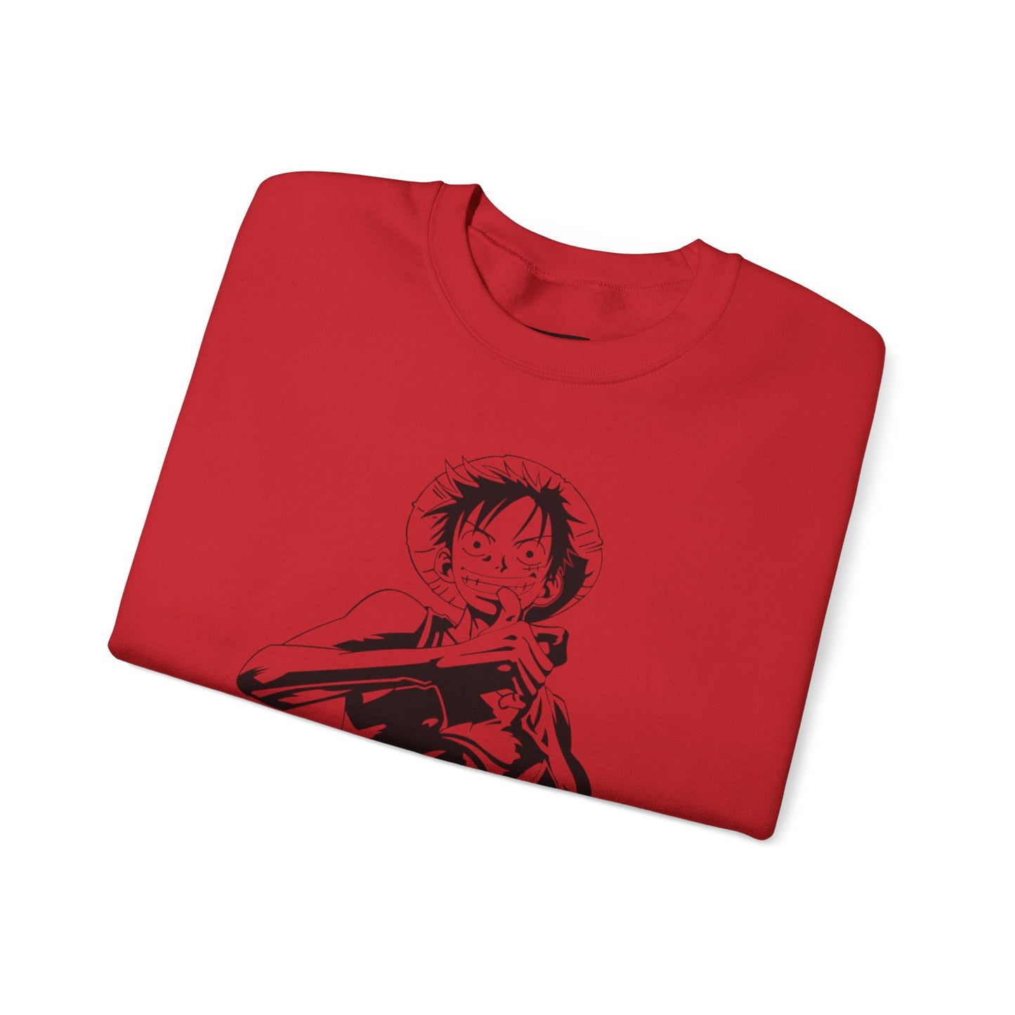 Luffy One Piece Anime Crewneck Sweatshirt — Monochrome Anime Pirate Illustration