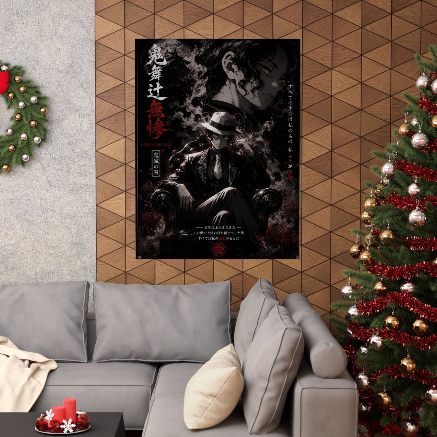 Matte Vertical Poster — Dark Anime Mob Boss Design with Japanese Text