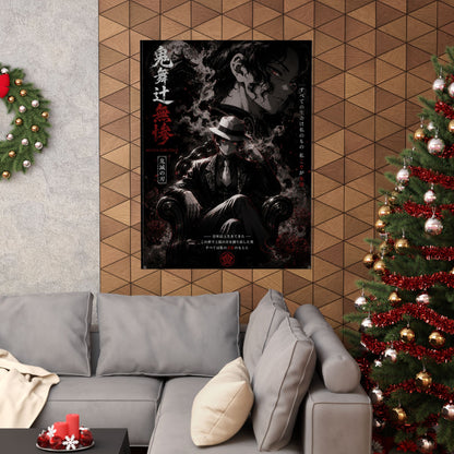 Matte Vertical Poster — Dark Anime Mob Boss Design with Japanese Text