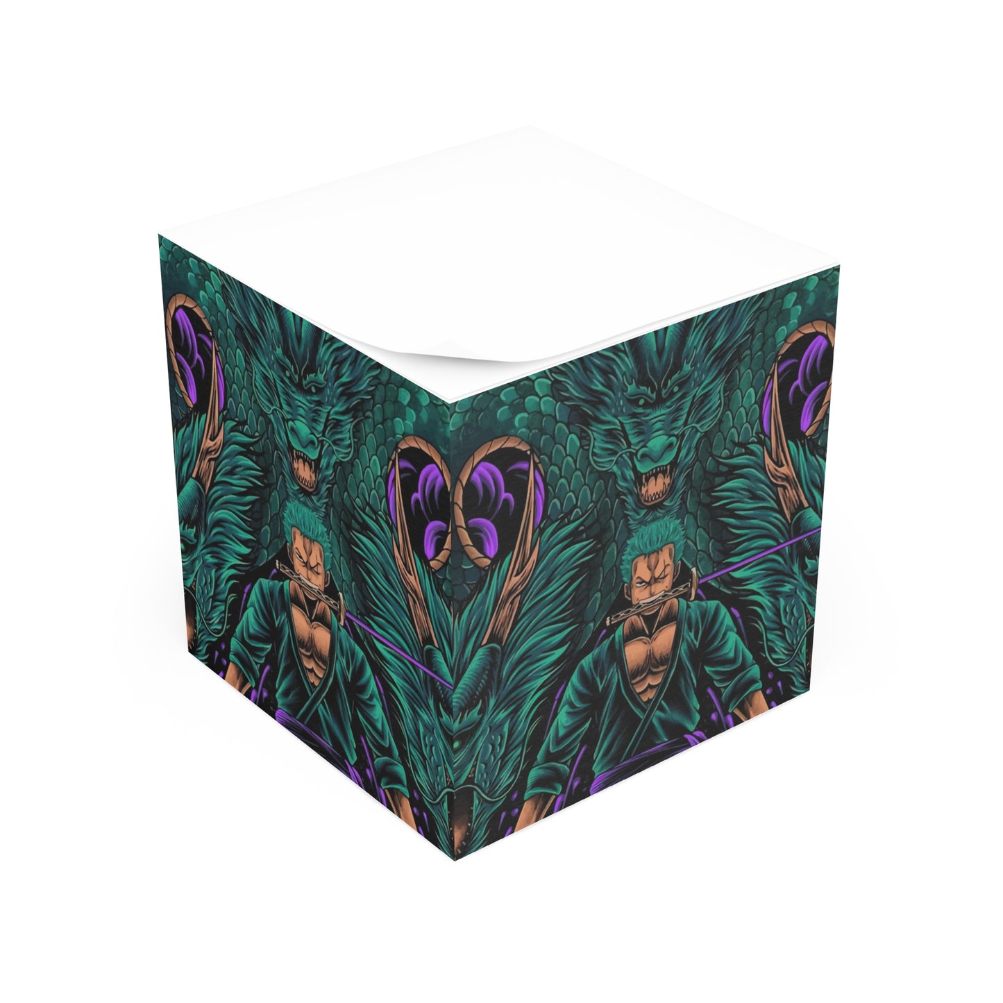Samurai Dragon Note Cube – Anime Warrior Sticky Note Block