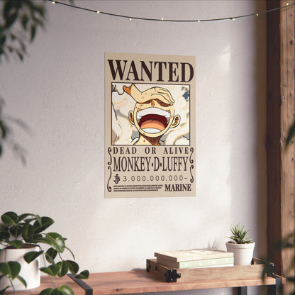 Wanted Poster Poster — "WANTED: Monkey D. Luffy" Matte Vertical Anime Wall Art