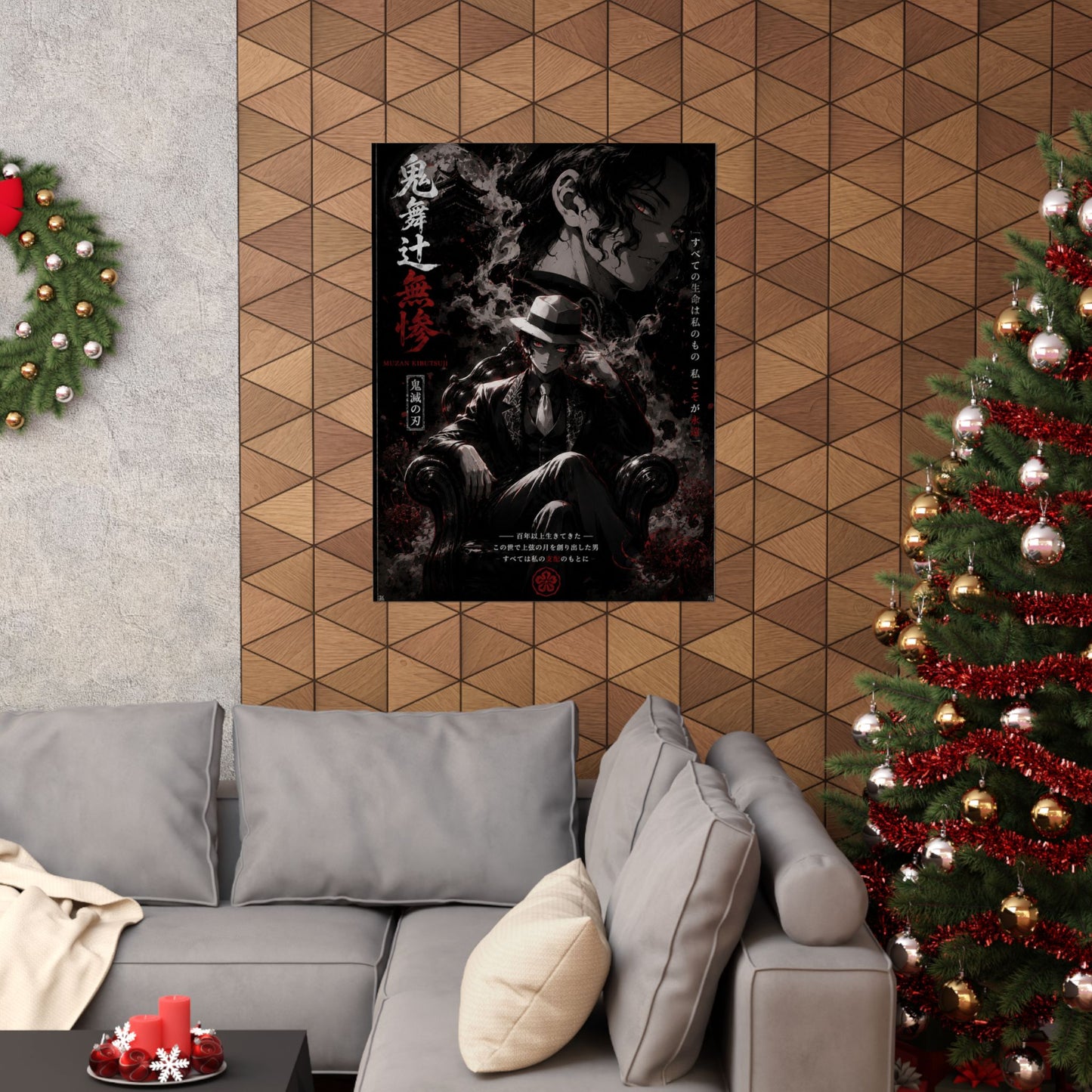 Matte Vertical Poster — Dark Anime Mob Boss Design with Japanese Text