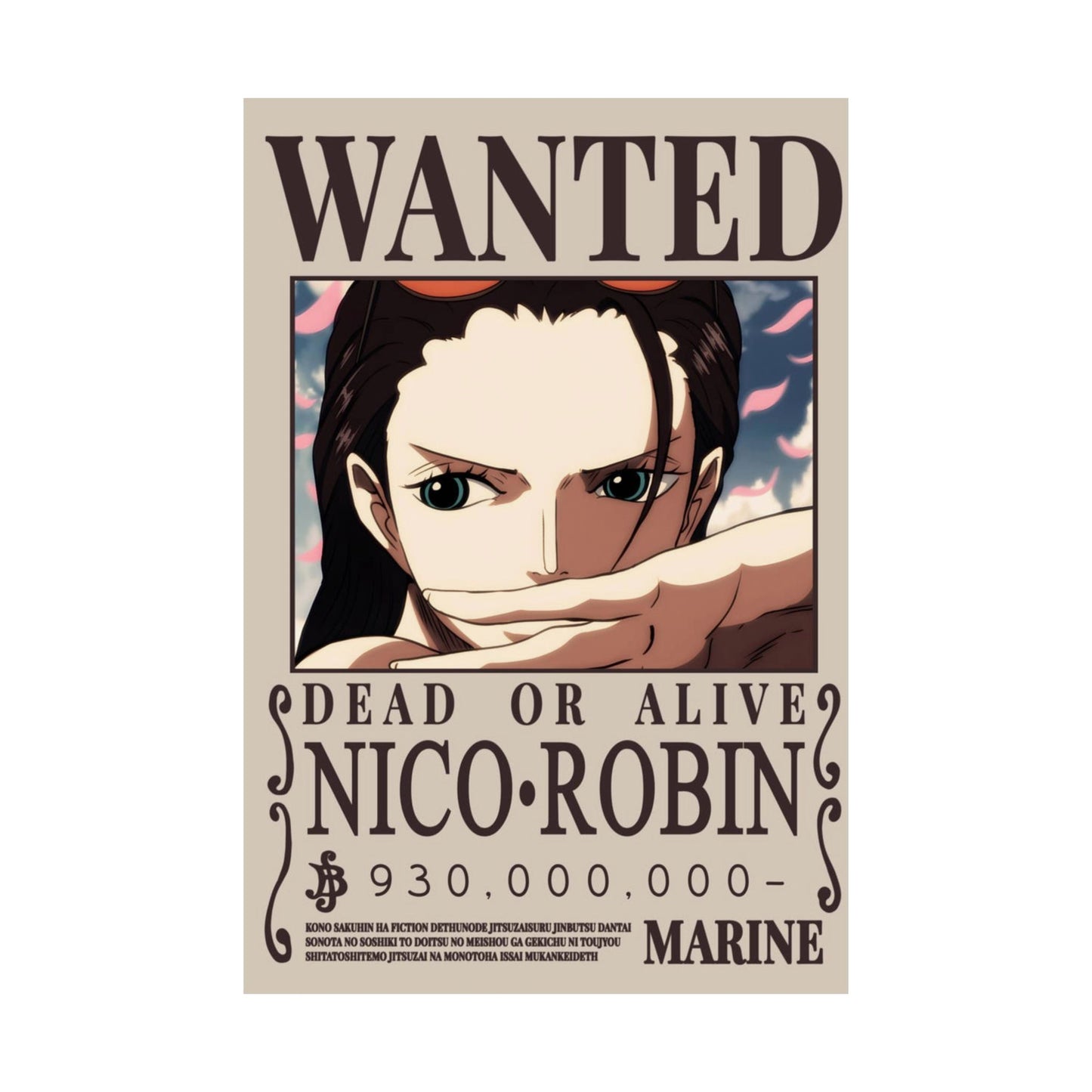 WANTED Nico Robin Poster — Anime Wanted Poster Matte Print