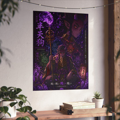 Dark Anime Demon Poster — Matte Vertical Wall Art (Japanese Gothic Fantasy)
