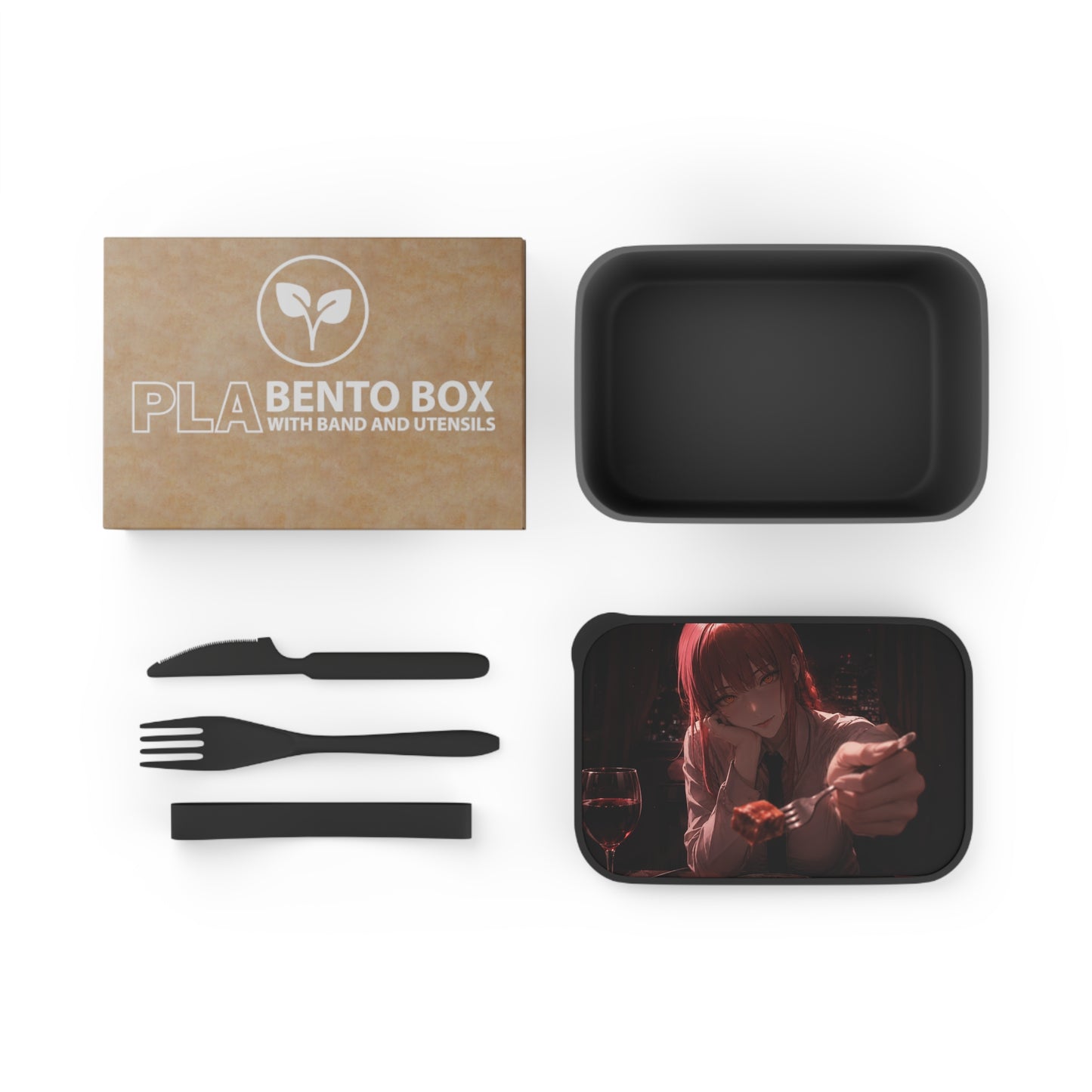 Makima Chainsaw man Anime Date Bento Box with Utensils — Romantic Dark Aesthetic Lunch Container