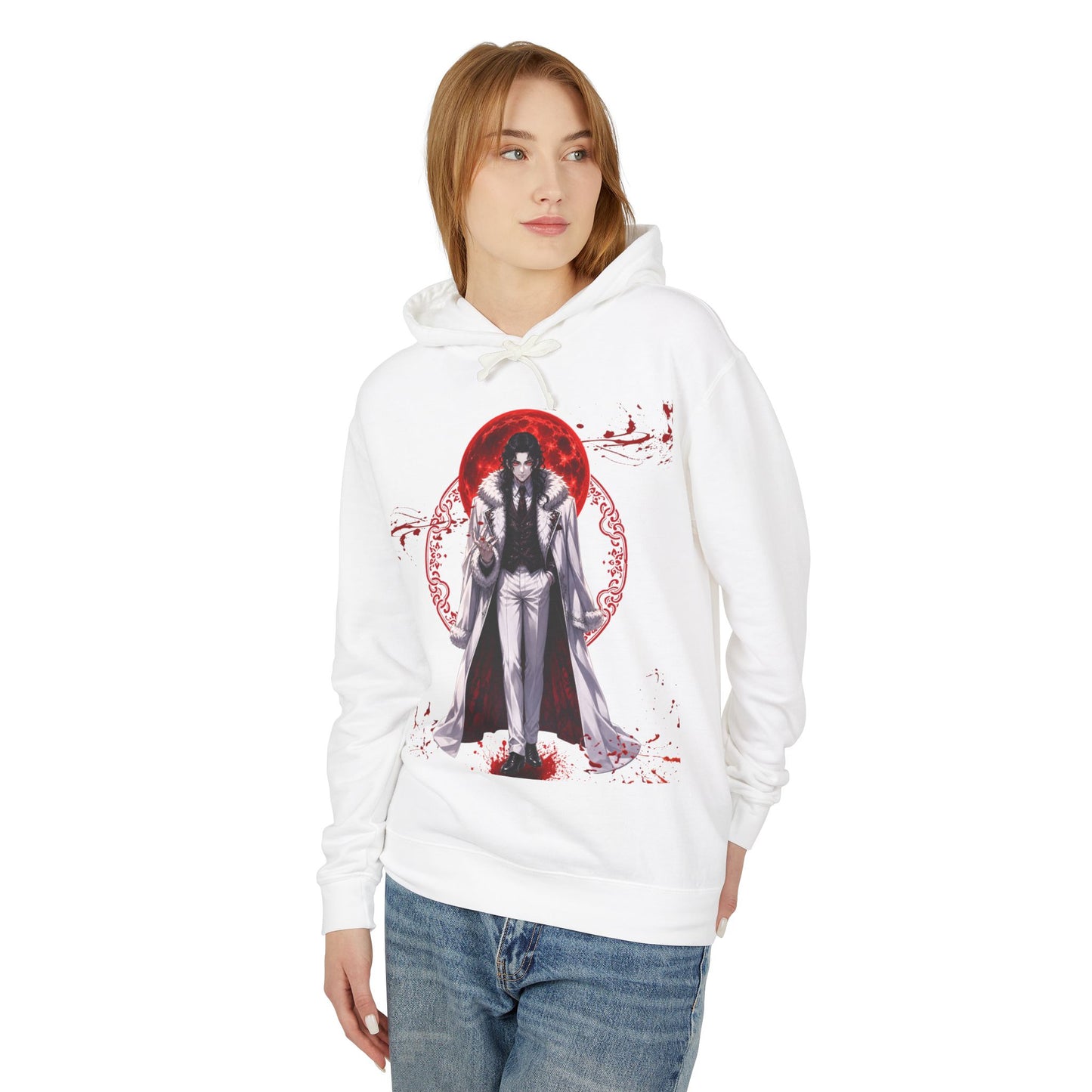 Vampire Prince Hoodie — Gothic Red Moon Graphic Pullover