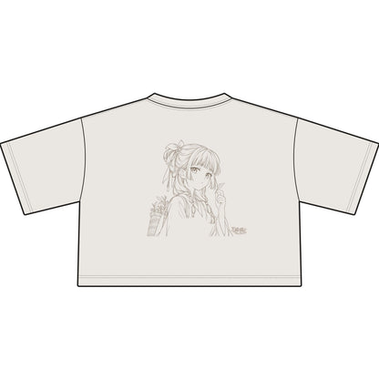Mao Mao Apothecary Diaries Cropped Tee — Delicate Anime Girl Line Art with Japanese Calligraphy