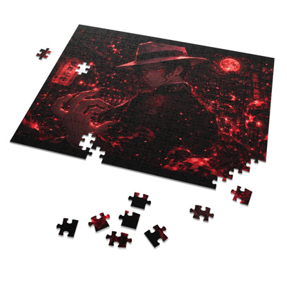 Muzan demon slayer Noir Red Moon Jigsaw Puzzle with Tin — Anime Mystery Gentleman Design