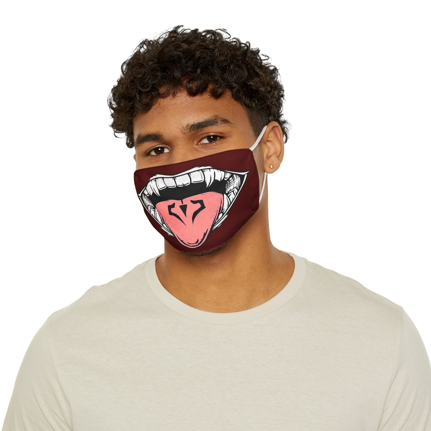 Vampire Bite Tongue Face Mask — Gothic Halloween Polyester Mask