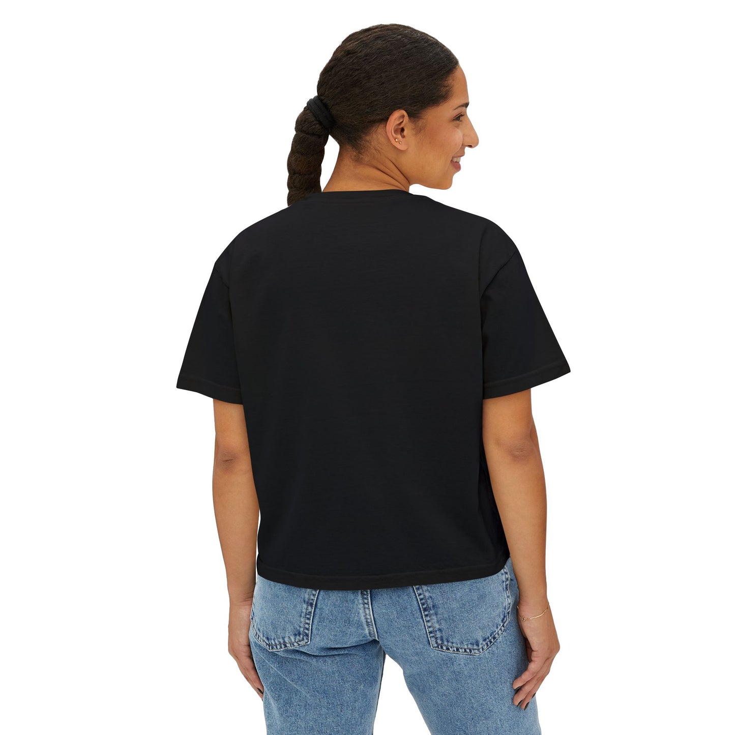 Anime Elf Portrait Boxy Tee — White Women’s Cropped Graphic Shirt
