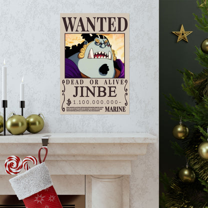 Wanted Poster Matte Vertical Poster — "JINBE" Dead or Alive Anime Wall Art
