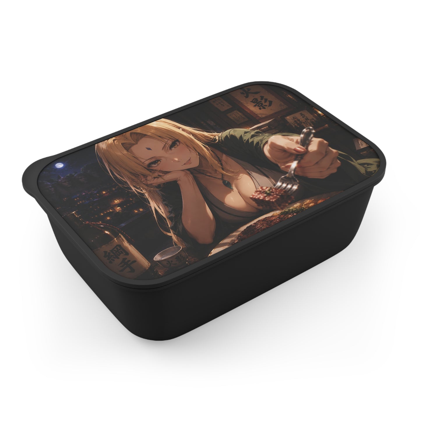 Tsunade Naruto Anime Character Bento Box with Utensils — Nighttime Izakaya Illustration