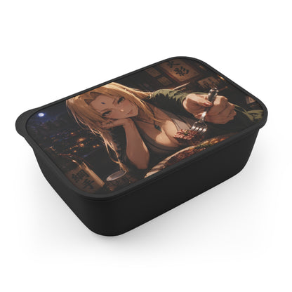 Tsunade Naruto Anime Character Bento Box with Utensils — Nighttime Izakaya Illustration