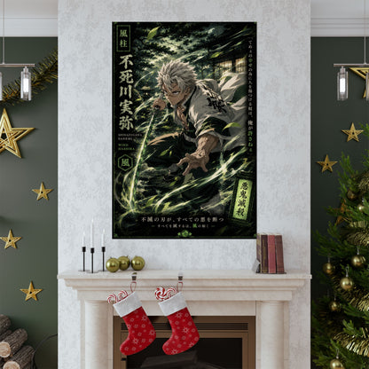 Anime Matte Vertical Poster — Wind Hashira Character Art (Japanese Text)