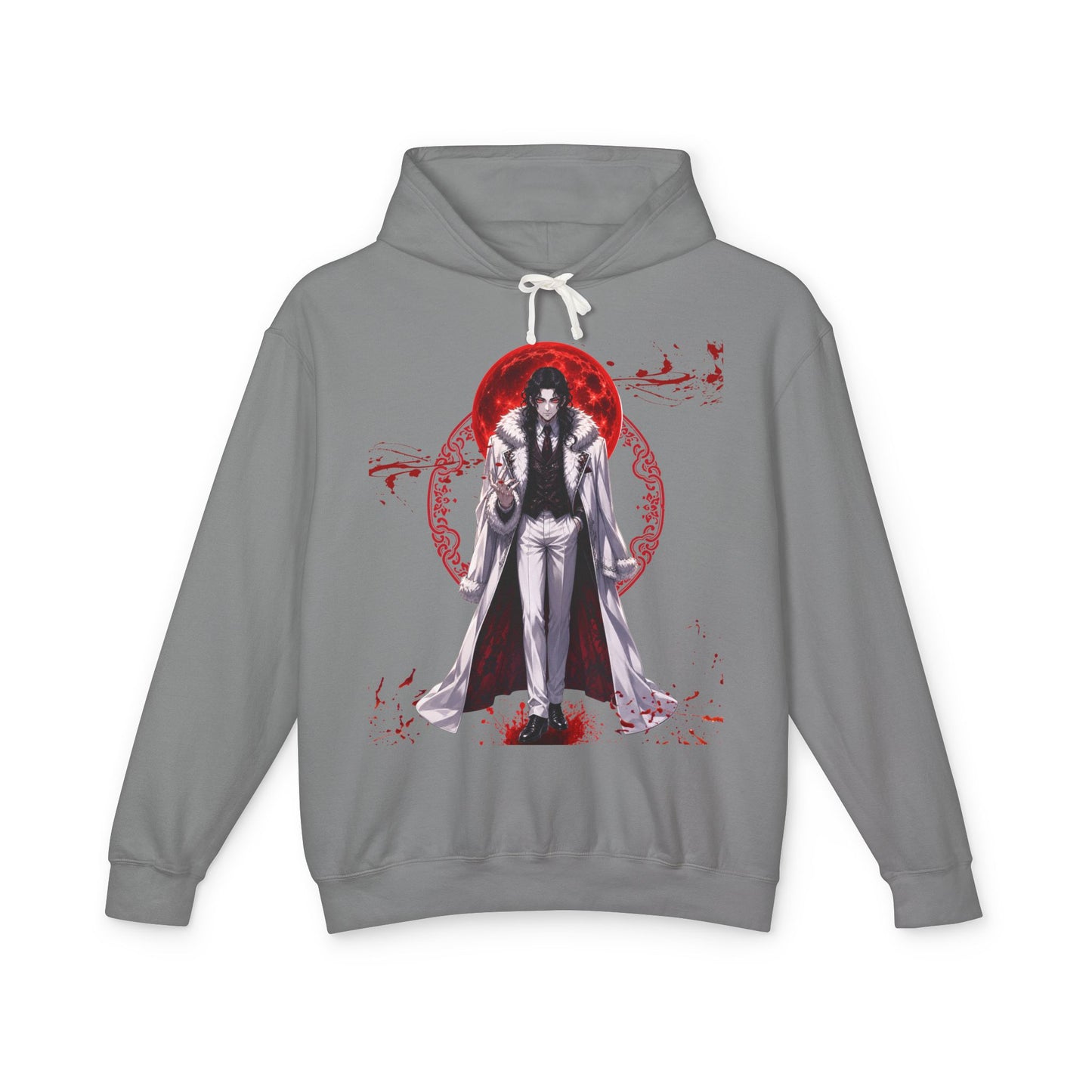 Vampire Prince Hoodie — Gothic Red Moon Graphic Pullover