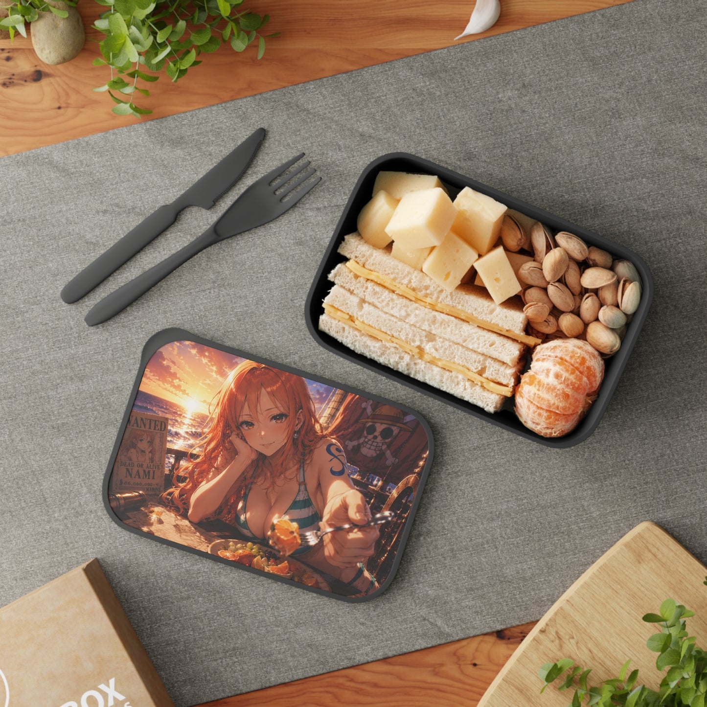 One Piece Anime Nami PLA Bento Box with Utensils — Beach Sunset Lunchbox