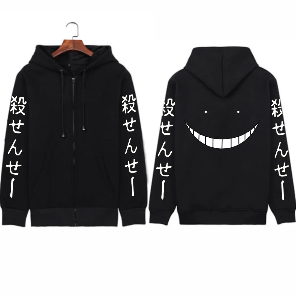 Anime Assassination Classroom Korosensei Print Hooded Men Women Manga Zip Up Hoodies Casual Sweatshirt Harajuku Zipper Jacket