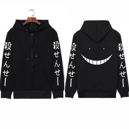 Anime Assassination Classroom Korosensei Print Hooded Men Women Manga Zip Up Hoodies Casual Sweatshirt Harajuku Zipper Jacket