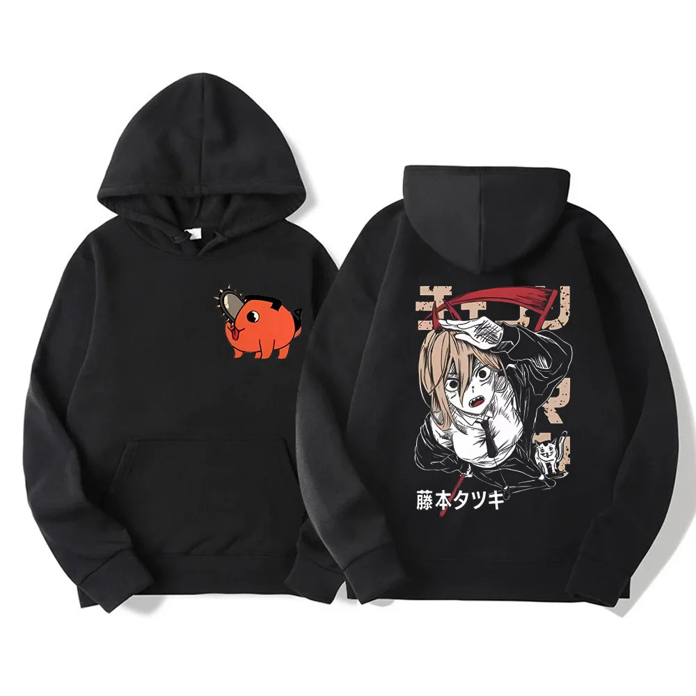 Chainsaw Man Vintage Oversized Hoodie – Unisex Anime Graphic Streetwear Pullover