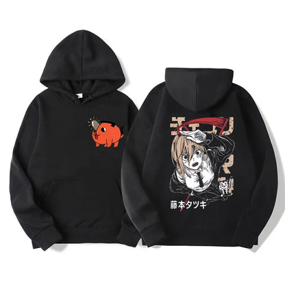 Chainsaw Man Vintage Oversized Hoodie – Unisex Anime Graphic Streetwear Pullover
